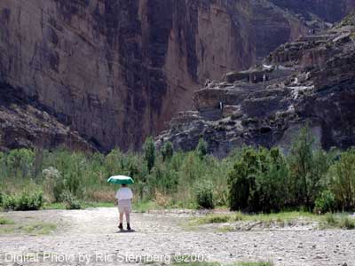 St Elena Canyon with umbrella woman