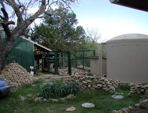 Shed, garden & cistern.