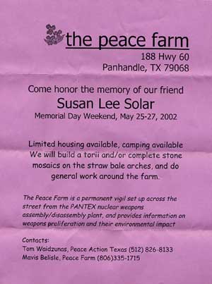 Peace Farm announcement