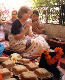 The final prayer at the puja.